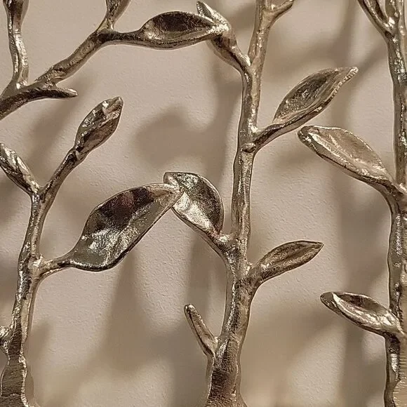 Gorgeous 3D Silver Metal Wall Art Branches  Twigs Leaves - Picture 4 of 8